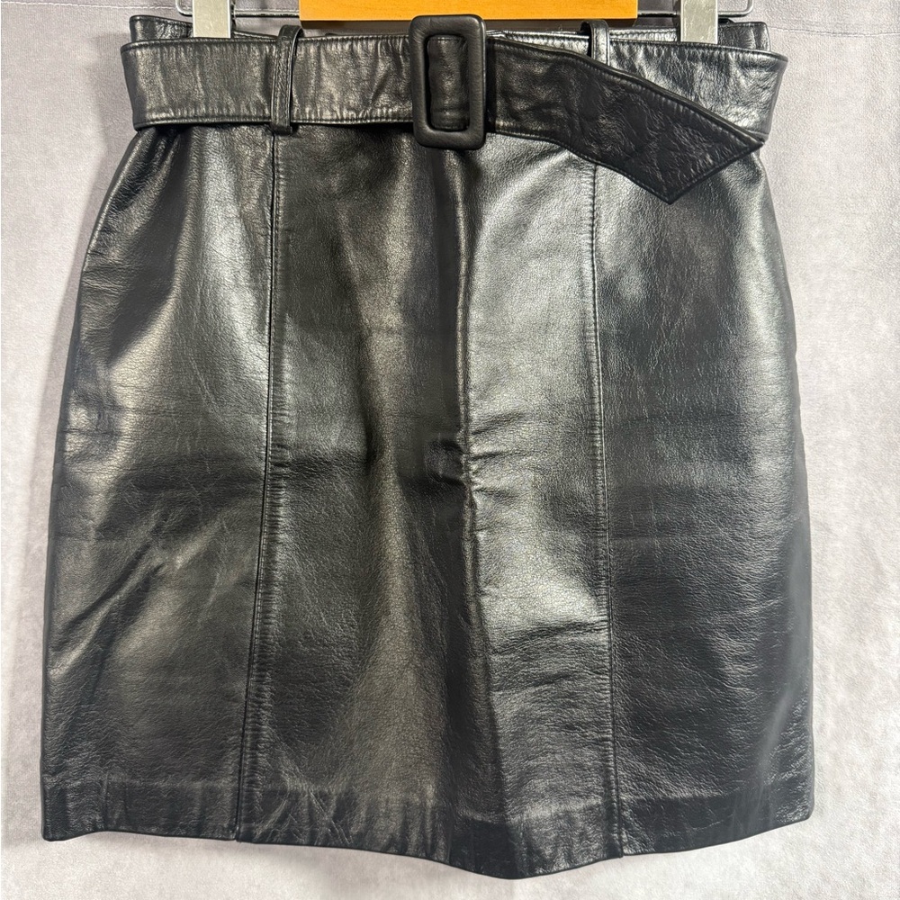 Danier Black Leather High-Low Skirt